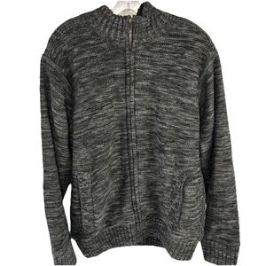 Men's Tricots St. Raphael Gray/Black Full Zip Grandpa Sweater Sherpa Lined Sz XL